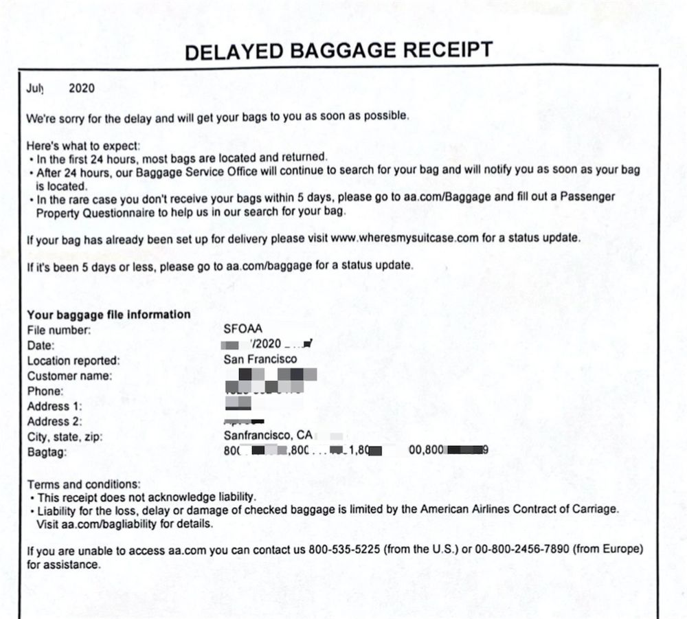 delayed baggage